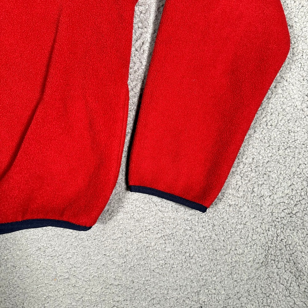 LL Bean Sweater Mens Large Red Fleece Snap Tee Casual Preppy Logo Warm Polyester - Picture 5 of 12